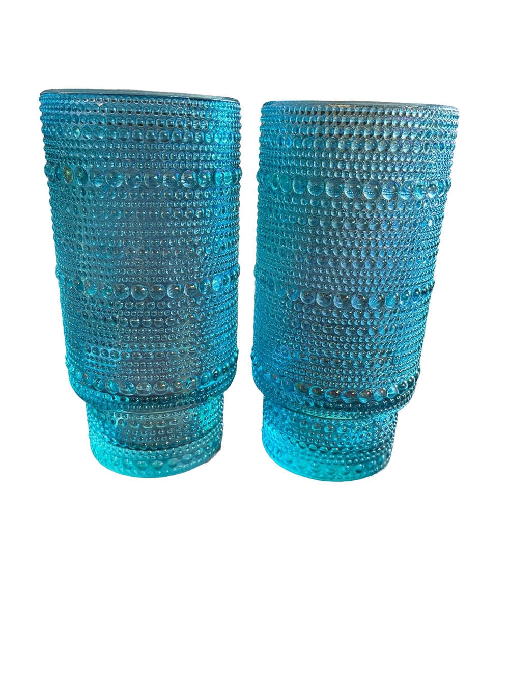 BKLYN Steel Co Iridescent Blue Hobnail Tumblers Set of 2
